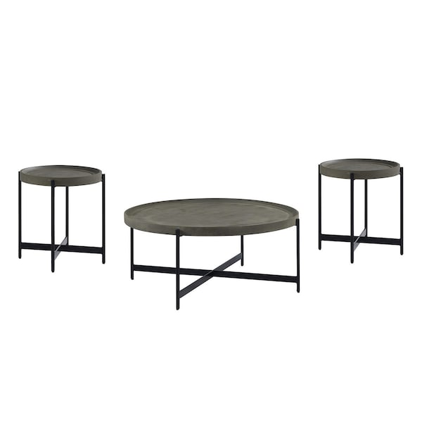 Alaterre Furniture Brookline 3-Piece Living Room Set with 42" Round Coffee Table and Two 20" End Tables AWBL181842CC - main